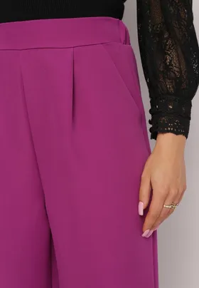 Fioletowe Eleganckie Spodnie z Szerokimi Nogawkami Kahinuni