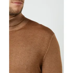 OLYMP Level Five Sweter z wywijanym kołnierzem o kroju body fit z żywej wełny