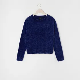 Sweter z miękkiej dzianiny - Granatowy
