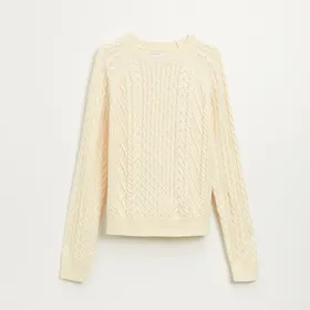Sweter o klasycznym kroju kremowy - Kremowy