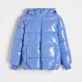 Pikowana kurtka z kapturem - Niebieski