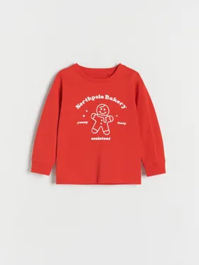 Koszulka typu longsleeve, wykonana z przyjemnej w dotyku, bawełnianej dzianiny. - czerwony