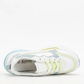 Biało-niebieskie damskie sportowe sneakersy Kilila - Obuwie - Niebieski || Biały || Zielony