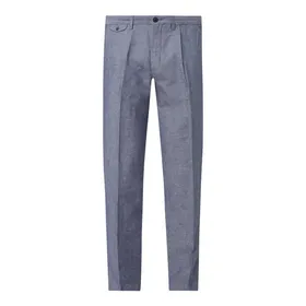 Tommy Hilfiger Spodnie z zakładkami w pasie o kroju slim fit z mieszanki lnu i bawełny model ‘Hampton’