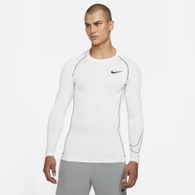 Męska koszulka z długim rękawem i o przylegającym kroju Nike Pro Dri-FIT - Biel