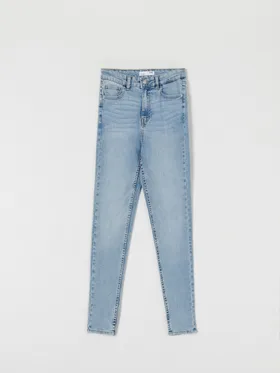 Spodnie jeansowe skinny z wysokim stanem, wykonane z bawełny z domieszką elastycznych włókien. - niebieski
