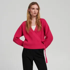 Sweter z wiązaniem - Różowy