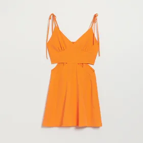 Pomarańczowa sukienka z wycięciami - Pomarańczowy