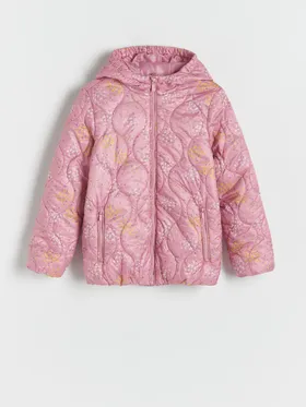 Pikowana kurtka w kwiaty - Różowy