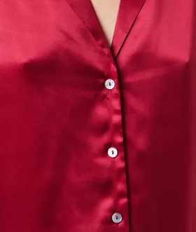 Pearly Chemise De Pyjama En Soie - Czerwony