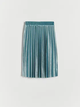 Plisowana spódnica midi - Niebieski