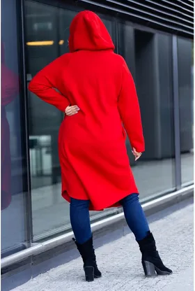 Czerwony płaszczyk dresowy plus size ARJA