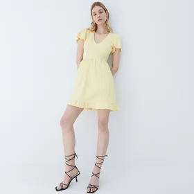Sukienka z falbankami - Żółty