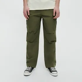 Spodnie wide leg z kieszeniami cargo khaki - Khaki