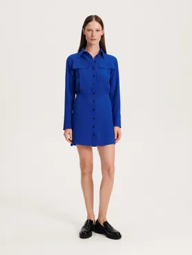 Koszulowa sukienka mini - Niebieski