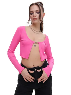Prążkowana różowa bluzka