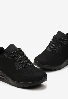 Czarne Sznurowane Sneakersy na Air Podeszwie Azorilda