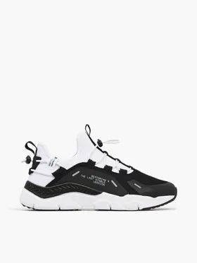 Czarno-białe sneakersy z odblaskowymi detalami - Biały
