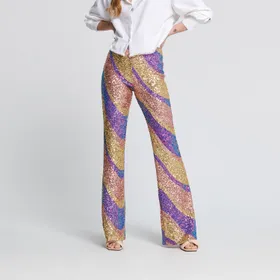 Spodnie cekinowe ze wzorem - Wielobarwny