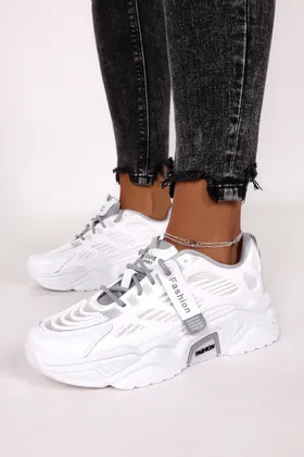 Białe sneakersy na platformie buty sportowe sznurowane Casu 21F1/WGY