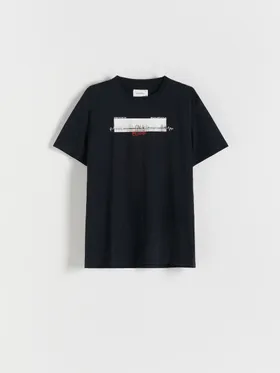 T-shirt regular z nadrukiem - Czarny