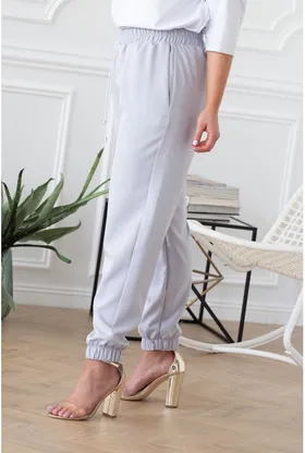 Szare eleganckie spodnie ze ściągaczami - VIVIANE