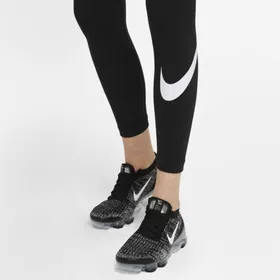 Damskie legginsy ze średnim stanem i logo Swoosh Nike Sportswear Essential - Czerń