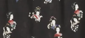 Bluzka damska elegancka w japoński druk, na ramionach szyfonowe wstawki