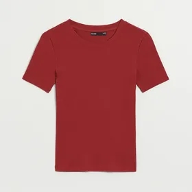 Gładka i dopasowana koszulka Basic czerwona - Bordowy
