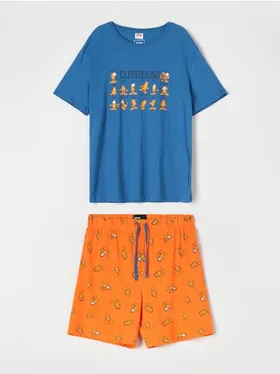 Bawełniana piżama dwuczęściowa z ozdobnym nadrukiem z postacią Garfielda. - wielobarwny