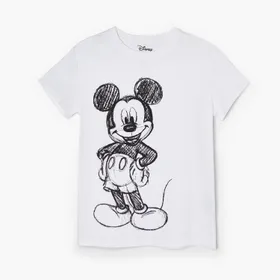 Biała koszulka z nadrukiem Mickey Mouse - Biały
