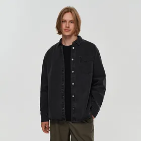 Jeansowa kurtka koszulowa czarna - Czarny