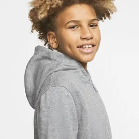 Bluza z kapturem i zamkiem na całej długości dla dużych dzieci Nike Sportswear Club - Szary