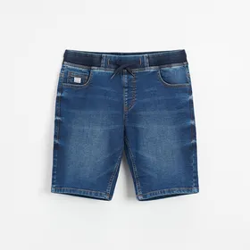 Szorty jeansowe z elastycznym pasem Basic - Niebieski