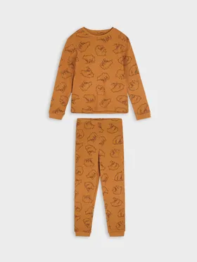 Wygodna, bawełniana piżama dwuczęściowa. - brązowy