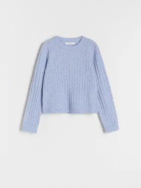 Sweter z ozdobnym splotem - Niebieski