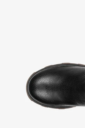 Czarne kozaki skórzane za kolano na platformie z elastyczną cholewką produkt polski casu 70123