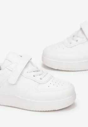 Białe Buty Sportowe na Rzep z Brokatowymi Wstawkami Poliana