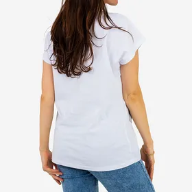 Biały damski t-shirt z brokatem i printem PLUS SIZE - Odzież - Biały