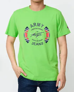 Zielony męski t-shirt z nadrukiem - Odzież - Zielony