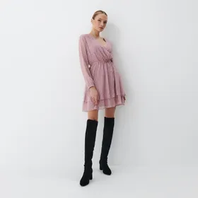Sukienka mini z paskiem - Różowy