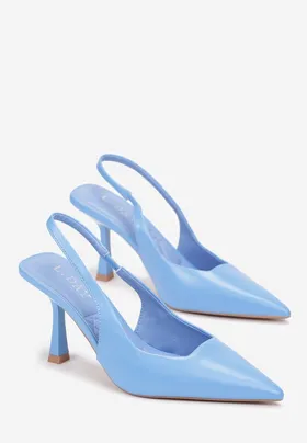 Niebieskie Eleganckie Sandały na Niskiej Szpilce Kaysle