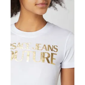 Versace Jeans Couture T-shirt z logo z efektem metalicznym