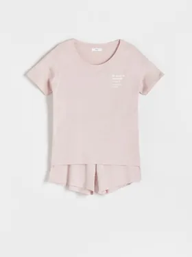 Dwuczęściowa piżama z nadrukiem - Różowy