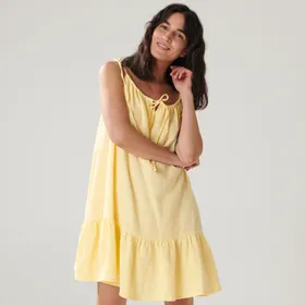 Sukienka mini z wiązaniem - Żółty