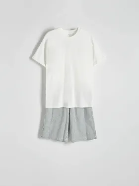 Dwuczęściowa piżama, wykonana z bawełny. - złamana biel