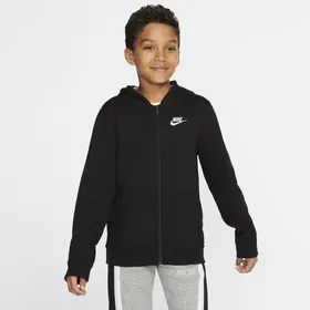Bluza z kapturem i zamkiem na całej długości dla dużych dzieci Nike Sportswear Club - Czerń