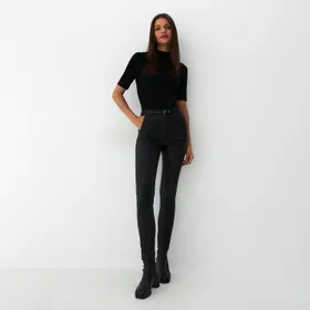 Woskowane spodnie skinny - Czarny