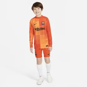 Koszulka piłkarska z długim rękawem dla dużych dzieci FC Barcelona 2021/22 Stadium Goalkeeper - Pomarańczowy
