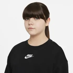 Bluza dla dużych dzieci (dziewcząt) Nike Sportswear Club Fleece (szersze rozmiary) - Czerń